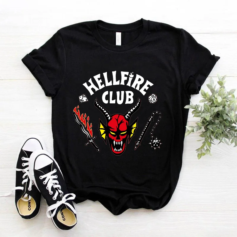 Stranger Things Season 4 T Shirt Women Hellfire Club Tshirt Funny 90S Female Graphic T-Shirt Ullzang Upside Down Top Tees Shirt