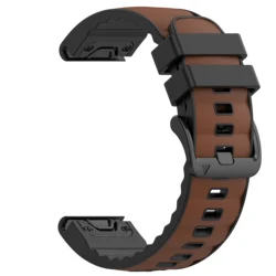 Quickfit Silicone & Nylon Strap with Leather Accents - Premium 26mm/22mm Band - Fenix 7X 7X Pro (Light brown leather)