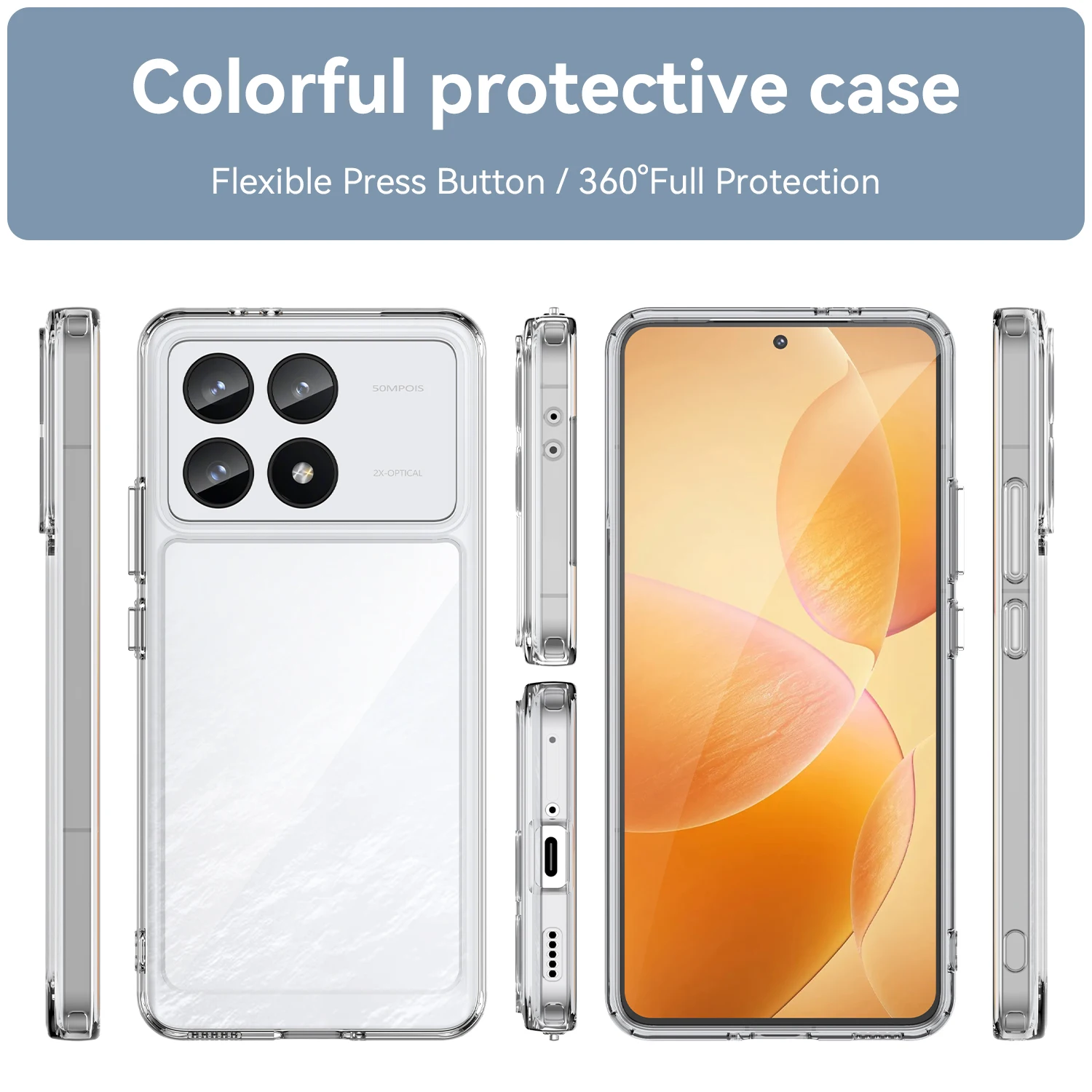 Vibrant Shield Phone Case – Soft TPU Frame with Transparent Acrylic Back