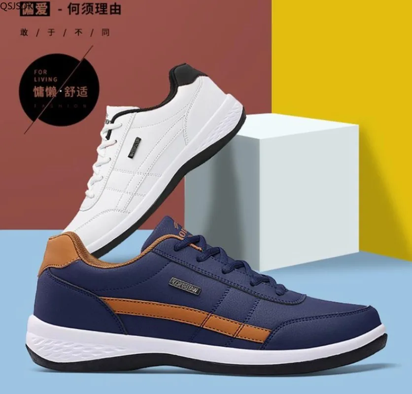 Leder Herren Turnschuhe neuer Trend Casual Man Sportschuhe italienische atmungsaktive Freizeit männliche rutsch feste Schuhe Männer vulkan isierte Schuhe