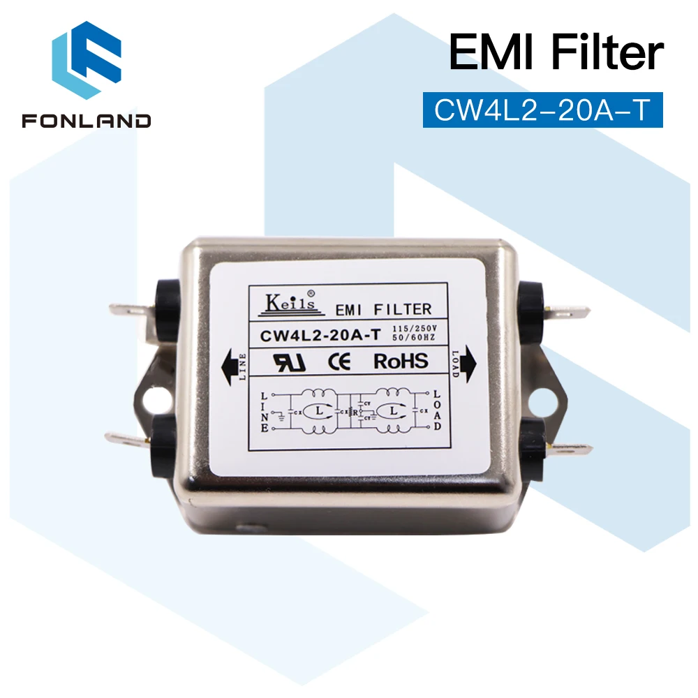 

FONLAND Power EMI Filter CW4L2-10A-T / CW4L2-20A-T Single Phase AC 115V / 250V 20A 50/60HZ for Co2 Laser Engraving Machine