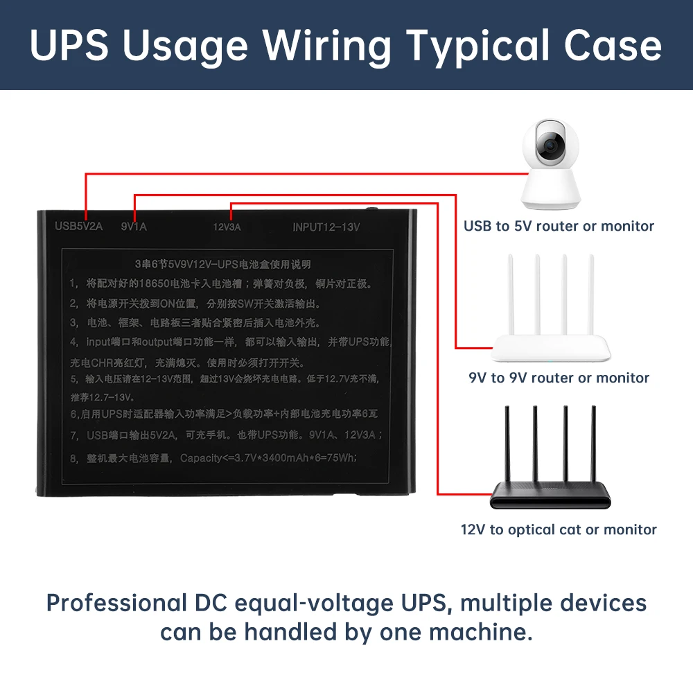 Uninterruptible Power Supply 5V 9V 12V 60W UPS for House Router
