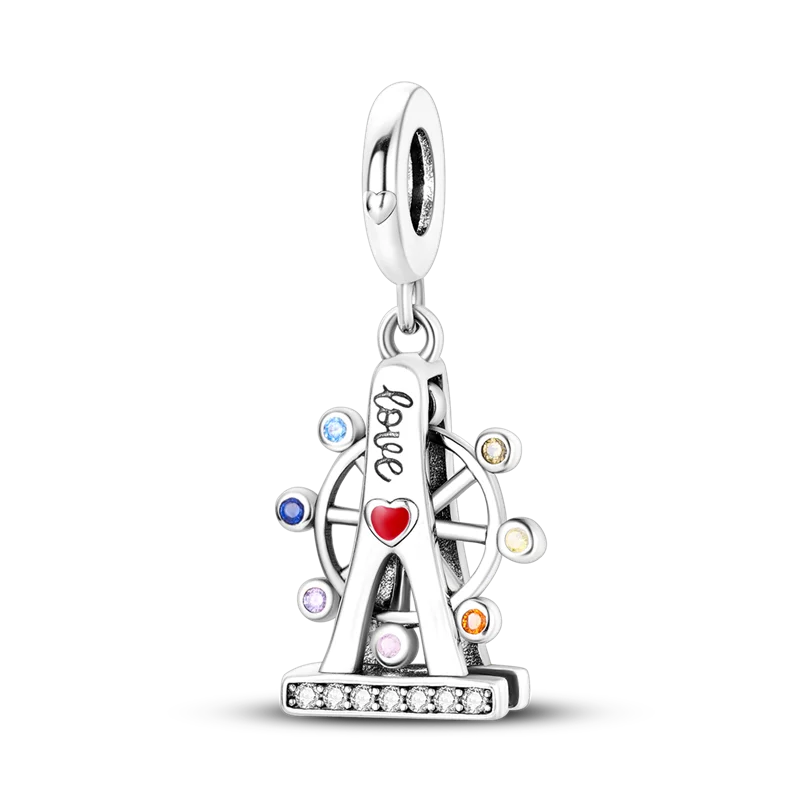 Sterling Silver Playful Charm Beads Bracelet Dangle DIY Jewelry