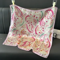 2024 Luxury Silk Shawl Square Scarf for Women Satin Hijab Fashion Wraps Neckerchief Female Hair Bands Ribbon Headband Bandana 4