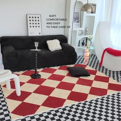 Checkerboard Irregular Living Room Carpet Fluffy Soft Large Area Carpets Home Decoration Bedroom Rug Tapis Alfombra ุณุฌุงุฏุฉ ะบะพะฒะตั