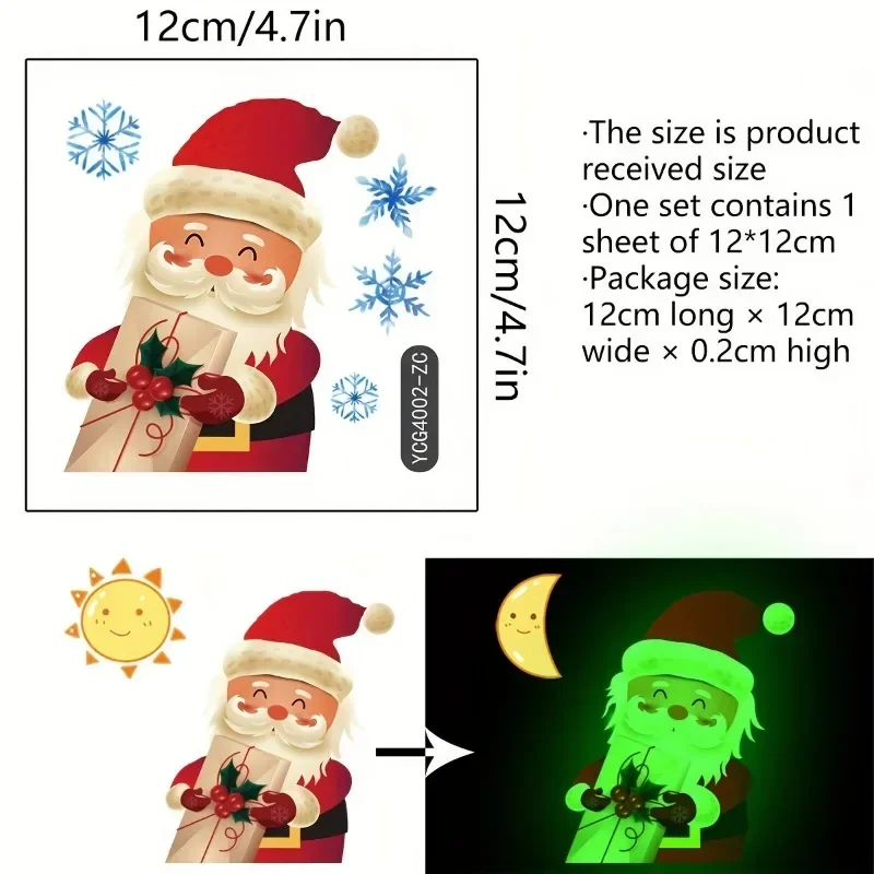 Glow in The Dark Santa Claus Switch Sticker Christmas Decoration Self-Adhesive PVC Wall Decal for Bedroom and Living Room
