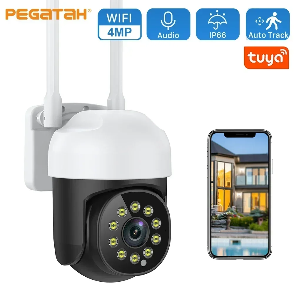 2K Tuya Wireless Outdoor Camera 4x Zoom Surveillance Cameras with Wifi 2-Way Audio IP Camera For  Smart Home Security Protection