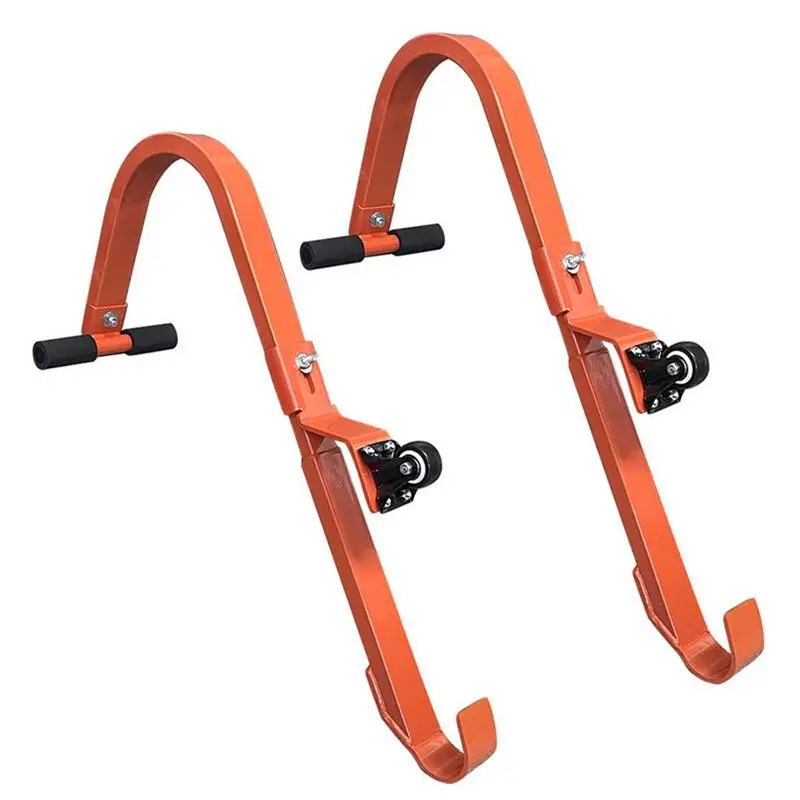 

Ladder Hooks For Roof Steel Hook With Wheel Rubber Grip T-Bar For Damage Prevention Heavy Duty Ladder Stabilizer Accessory For