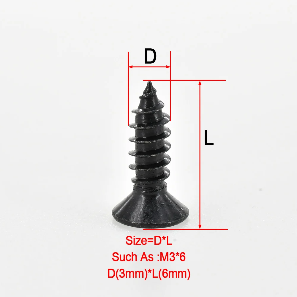 M1 M2 M3 M4 M5 Black Phillips Self Tapping Screw Cross Conuntersunk Flat Head Carbon Steel Electronic Drywall Screws Woodworking self tapping screw