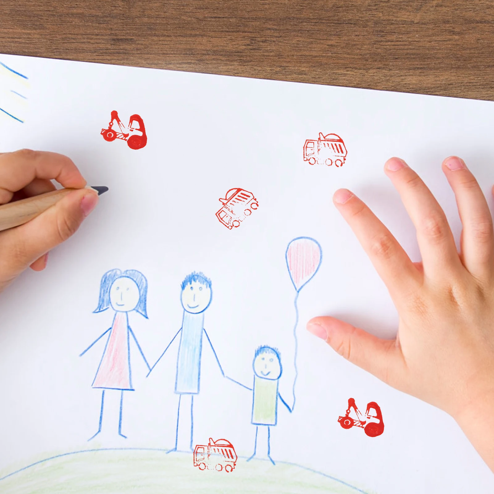 10pcs Engineering Truck Stamp Seal Kids Truck Party Gift Class Award Construction Engineering Truck Student Stamp Rewards﻿