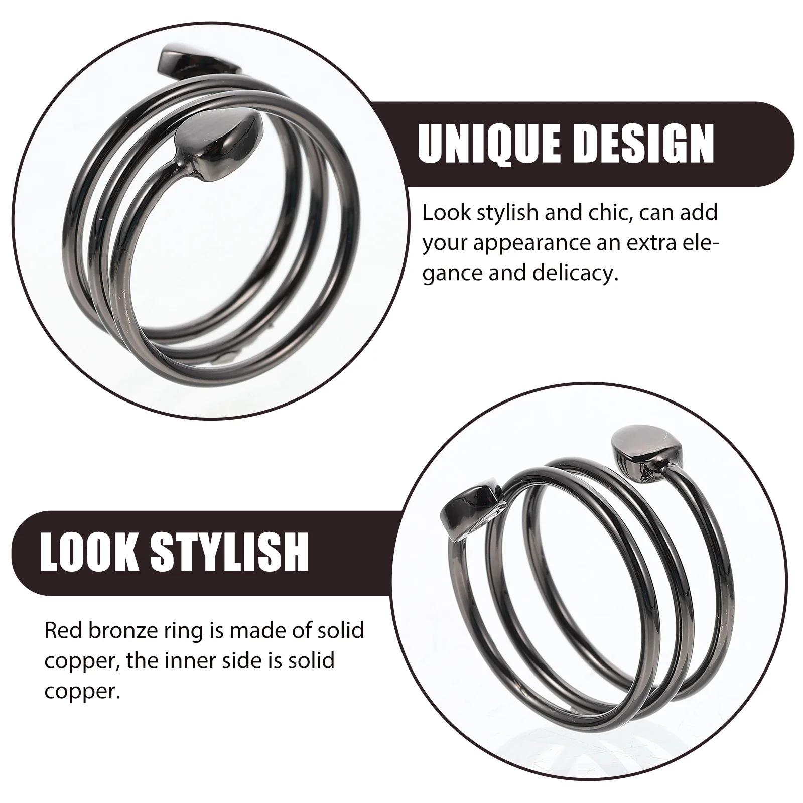 2 Pcs Finger Copper Rings for Men Couple Decor Women Heart Men's Jewelry