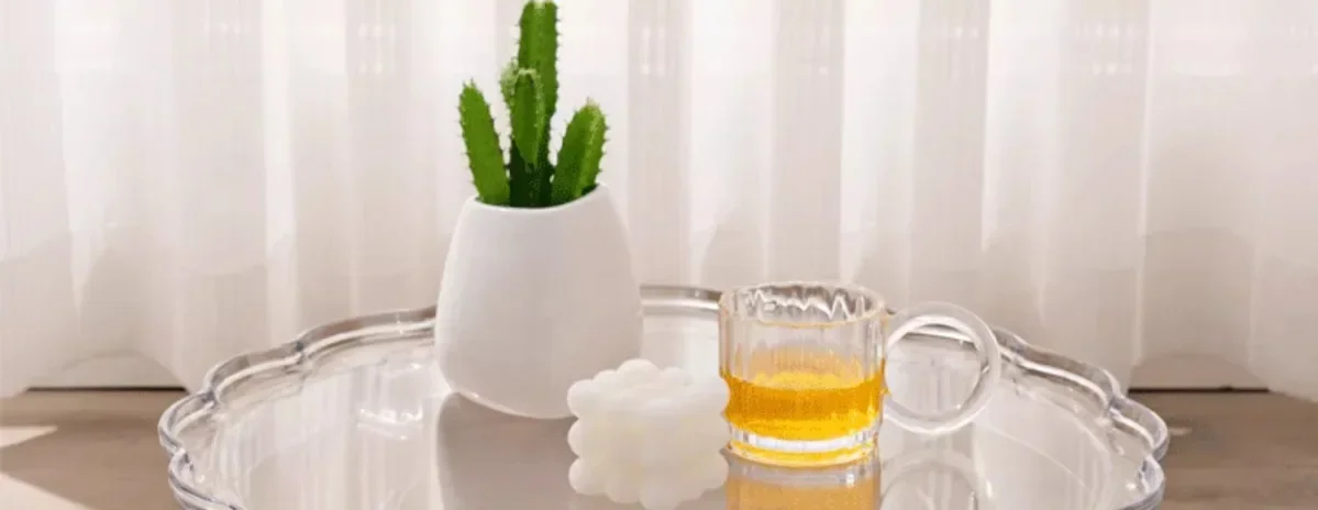 طاولة قهوة أكريليك دائرية بتصميم نورديك أنيق وشفاف...