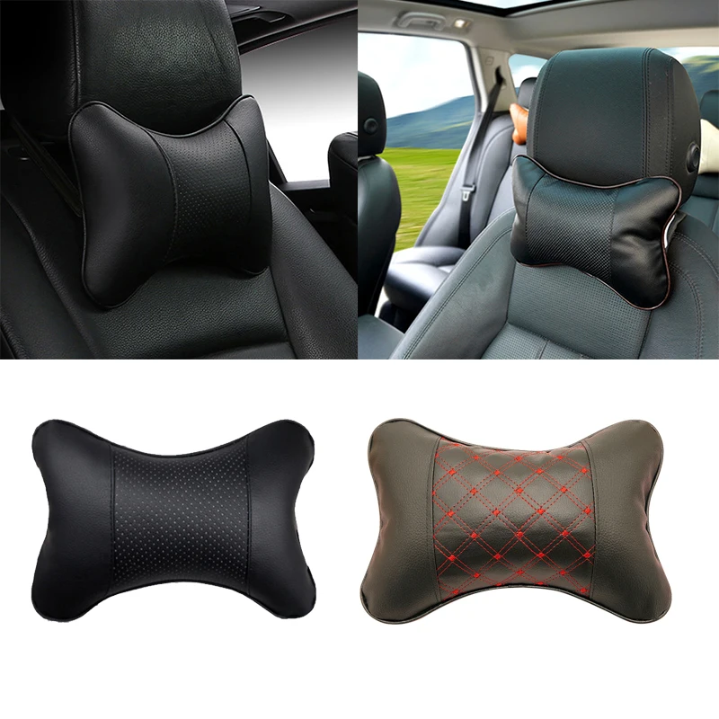 Car Neck Pillows PU Leather Head Support Protector Head Pain Relief