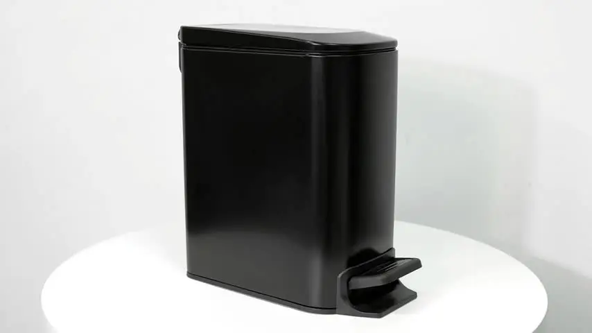 H+LUX Small Trash Can With Soft Close Lid - 5L/1.3 Gal Rectangular Garbage Bin For Bathroom, Bedroom, Office, Light Gray