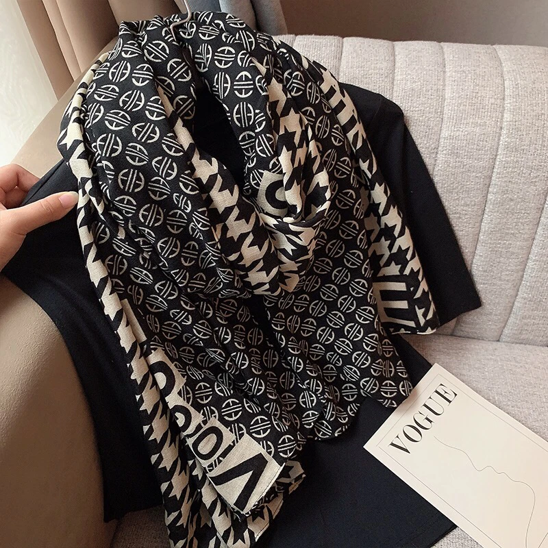 

Luxury Brand Women Cotton Scarf Large Shawls Pashmina Hijab Foulard Echarpe Print Lady Beach Stole Head Scarves