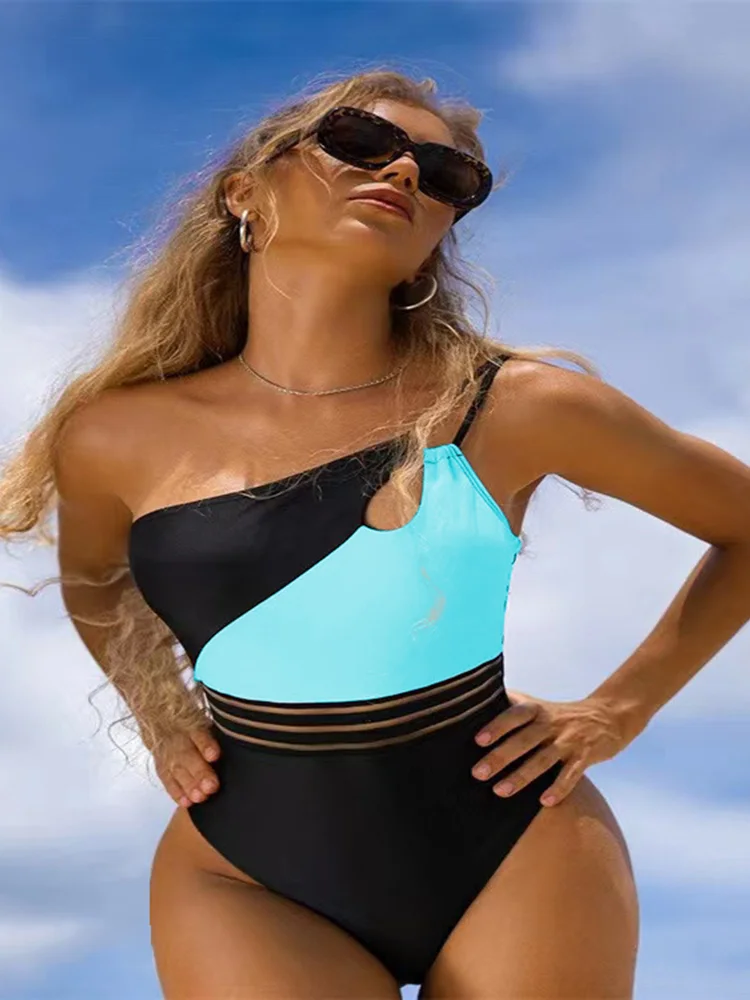 One Shoulder Cut Out One-Piece Swimsuit