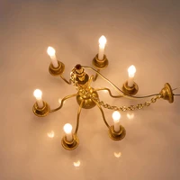 Dollhouse Furniture Kid's Realistic Chandelier Light Preschool Pretend Play Sand Table Toy Scaled Model LED Ceiling Lamp 2