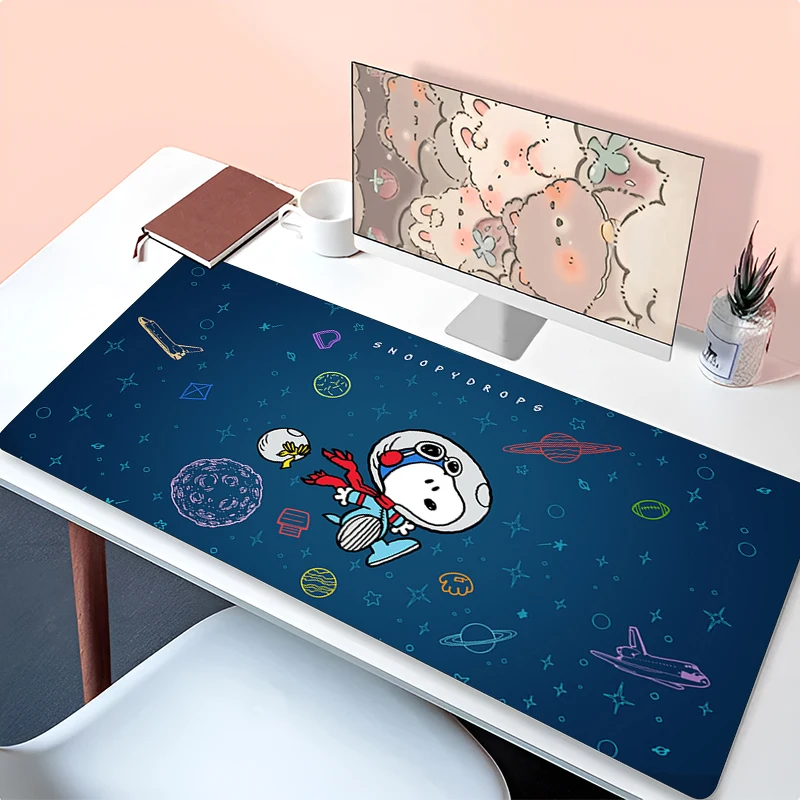 Cartoon Snoopy Dog Kawaii Mouse Pad PC Gaming Desk Mat Cute Anime Gamer Cabinet Mousepad Cosmic Starry Sky Keyboard Pad Carpet