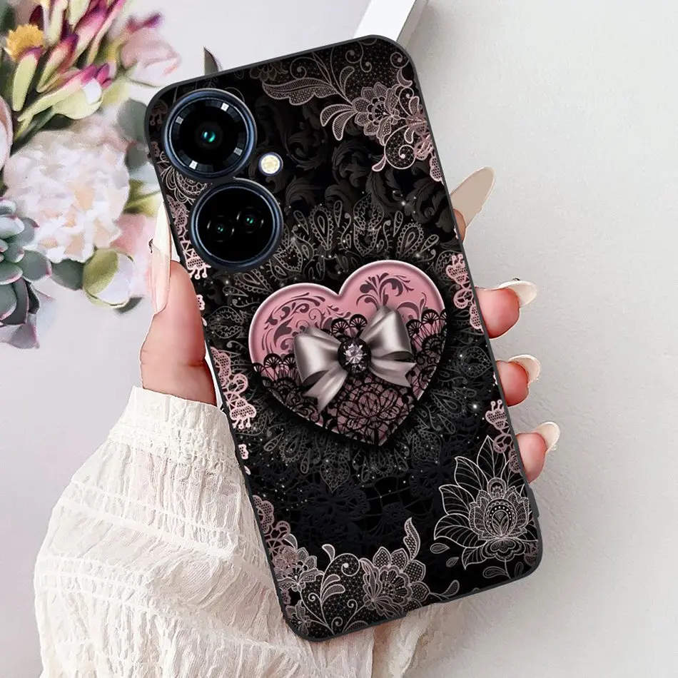 Elegant Butterfly Cat Black Silicone Soft Phone Case