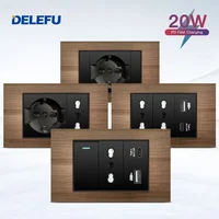 DELEFU Aluminium Wood Black Italy USB TypeC Fast Charging Wall Socket Schuko Tuya Wifi Smart Switch Sat TV Tel Doorbell Curtain - Image 2