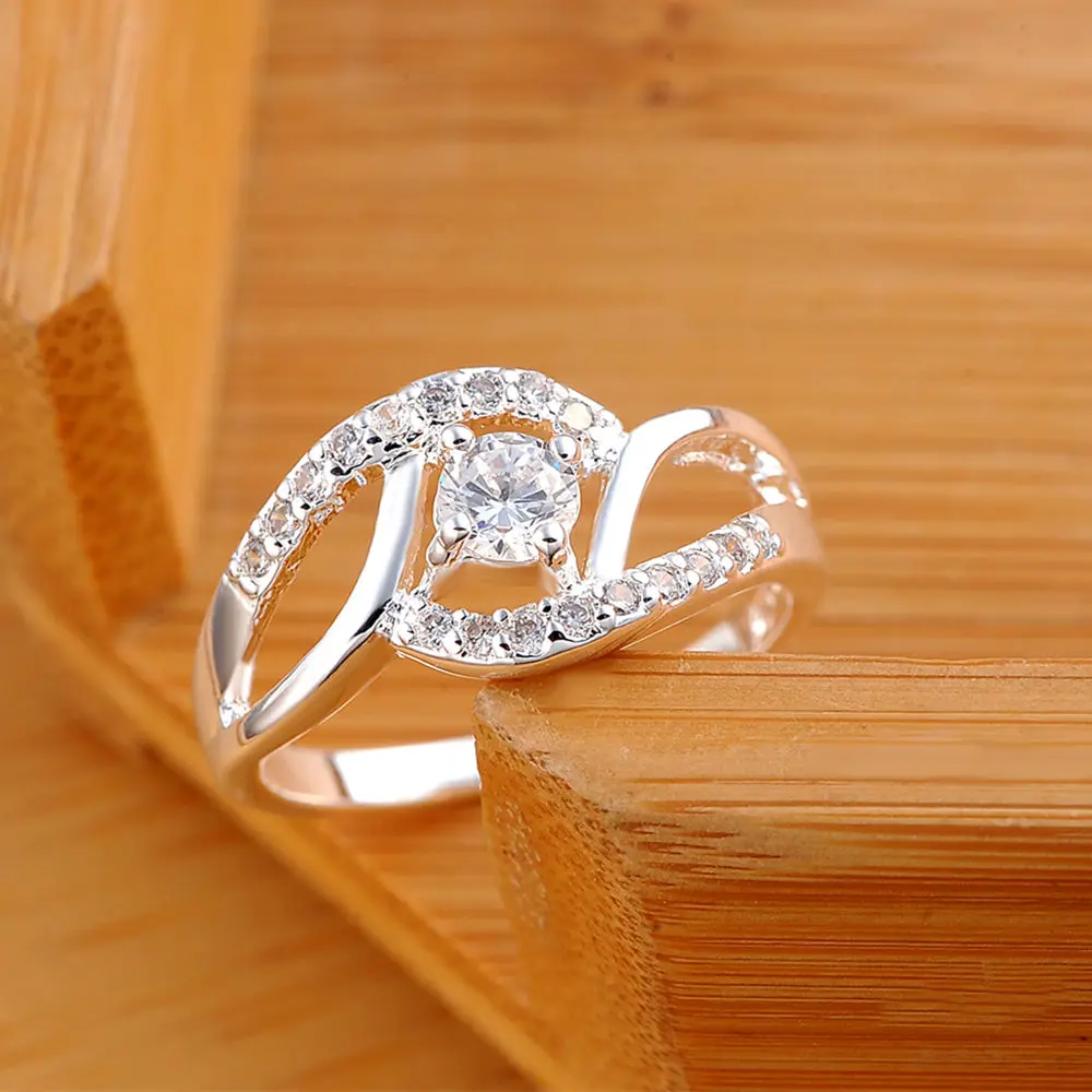 Streetwear 925 Sterling Silver Shiny Zircon diamond Rings For Women Wedding Party Gifts fine Jewelry engagement rings wedding rings silver rings