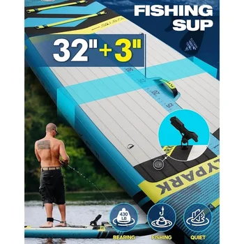 FLYPARK 10'8/11'x35'' Fishing Inflatable Paddle Board Extra Wide SUP Paddleboard Inflatable, Stable Stand-Up Paddle Kayak seat 3