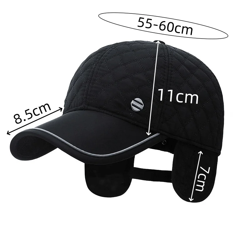 Men Winter Thickened Ear Protection baseball caps with Reflective Strip Male Outdoor Sport Earmuffs Design Warm Dad Hat