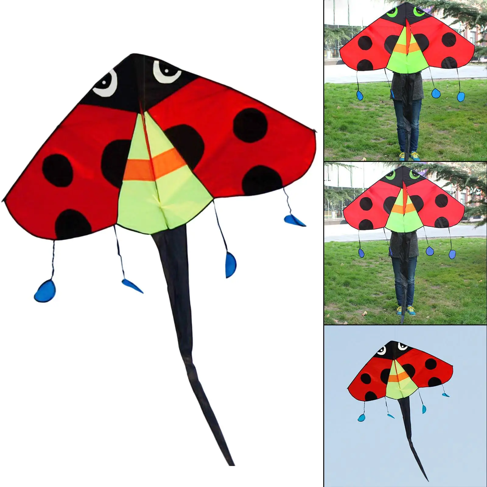 Colorful Fly Kite Windsock with Tail Delta Kite for Beach Kids Adults Games