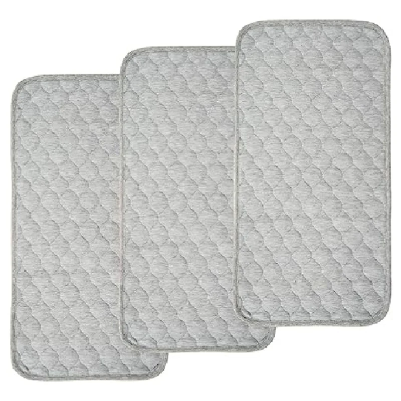 

HOT-Baby Diaper Pads Bamboo Quilted Thicker Waterproof Changing Pad Liners, 3 Count Gray