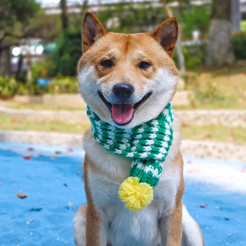 Winter Warm Knitted Pet Scarf Christmas Dog Scarf Collar New Year Pet Scarf for Small Medium Dog Teddy Chihuahua Dog Accessories