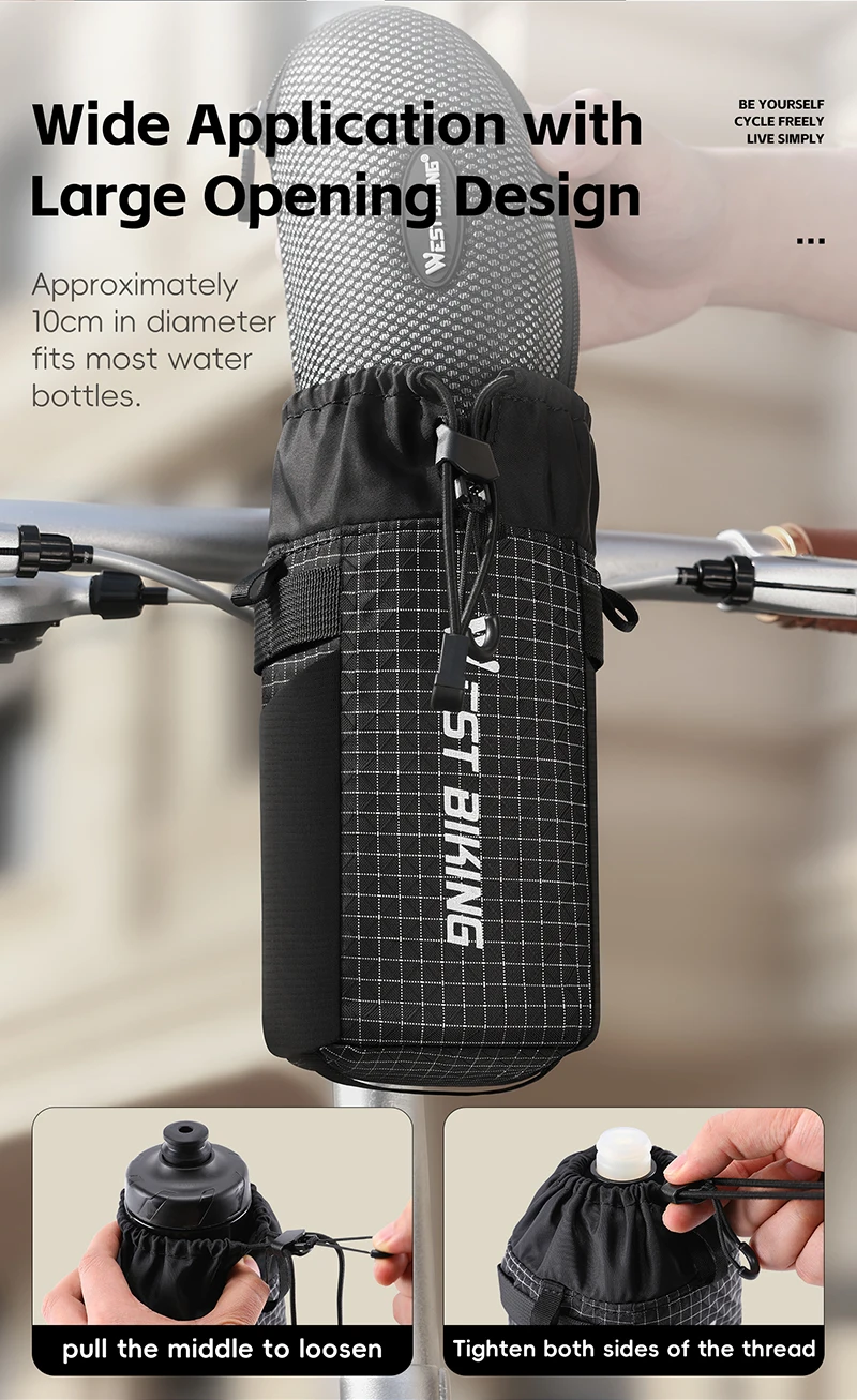 WEST BIKING Isolierte Wasserflaschentasche Schnellverschluss-Fahrradtasche mit Netztasche für Rennrad, Cityrad, Faltrad, Fahrradzubehör – Detail 11