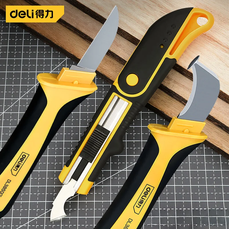 Deli 1Pcs Stainless Steel Hook Knife PVC Plastic Sheet