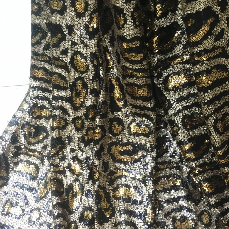 Leopardo Lantejoula Tecido para Vestido, Padrão Animal,