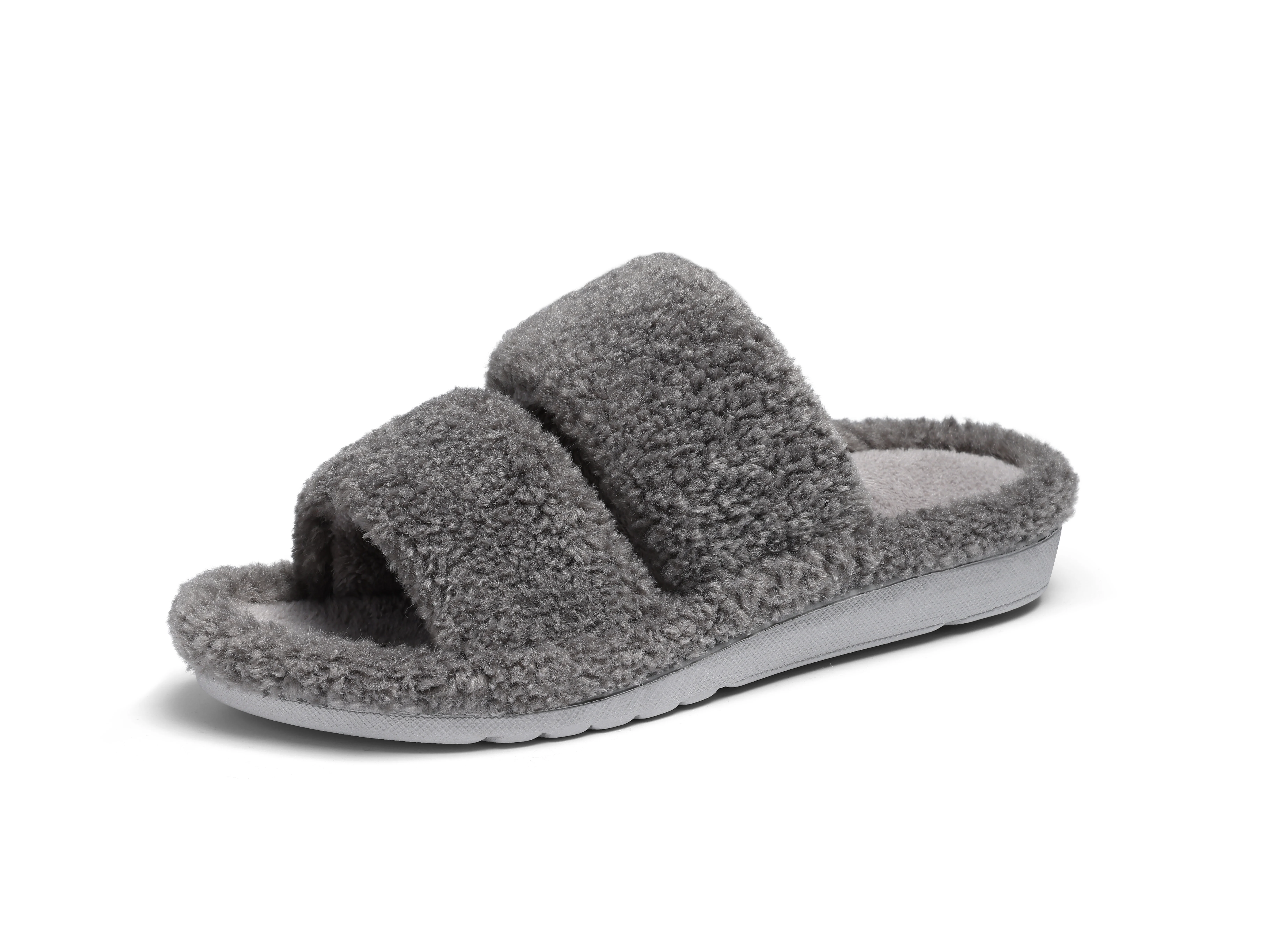 Comwarm Damen-Hausschuhe, flauschig, offener Zehenbereich, weich, bequem, Memory-Schaum, für den Innenbereich, neue modische Plüschfutter, warme Damen-Hausschuhe – Detail 10