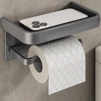Aluminum Alloy Wall Mount Toilet Roll Paper Holder WC Storage Organizer Phone Shelf Holder Bathroom Accessories 1