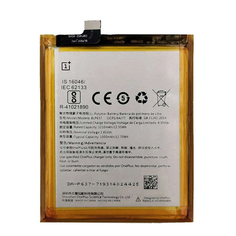 Original Oneplus 5/5T A5001A5010 Phone Battery BLP637 3300mAh High Capacity One Plus Phone Batteries Free Tools Phone AKKU