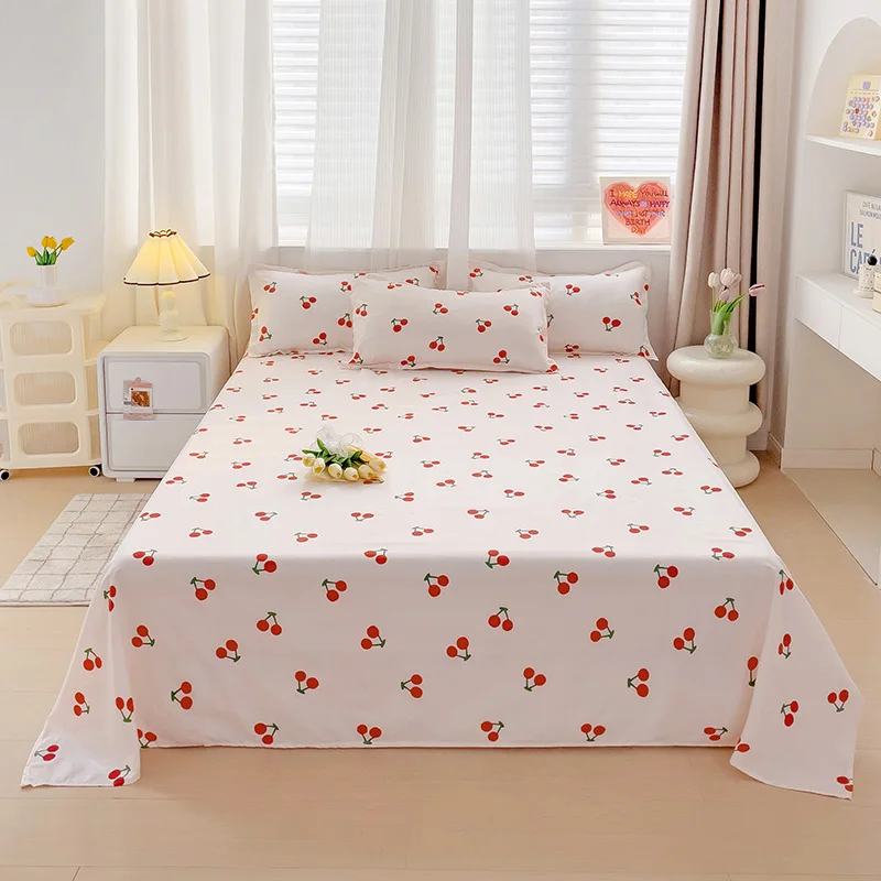 1 pc Bed Flat Sheet for Double Bed Plain Printing Top Sheets Single/Queen/King Flat Bedsheets Soft Home Bed Linen Sheets 4
