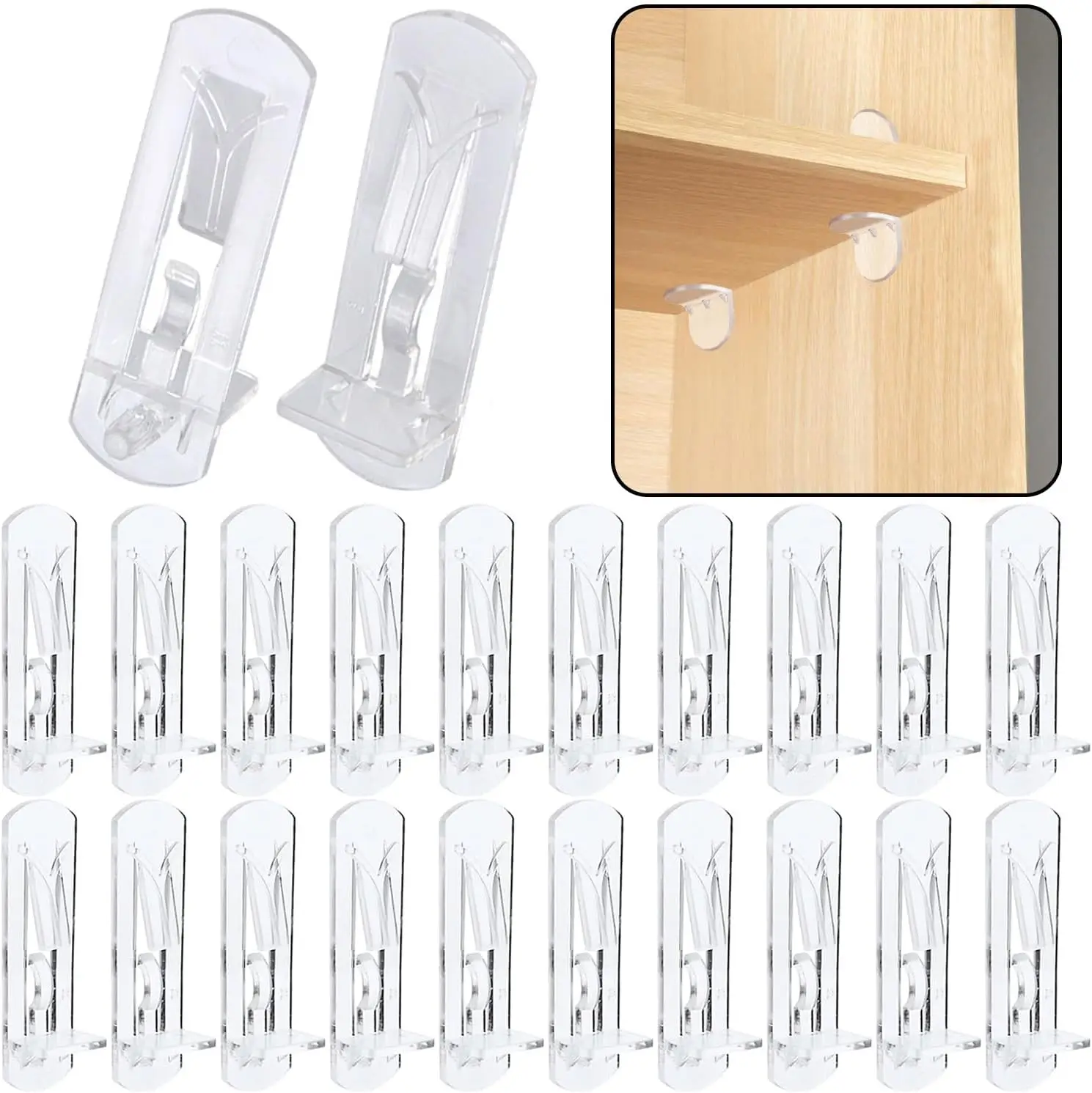 Plastic Locking Shelf Support Pegs 20pcs 6.9mm Self-Locking Bracket Clips For Furniture Book Shelves