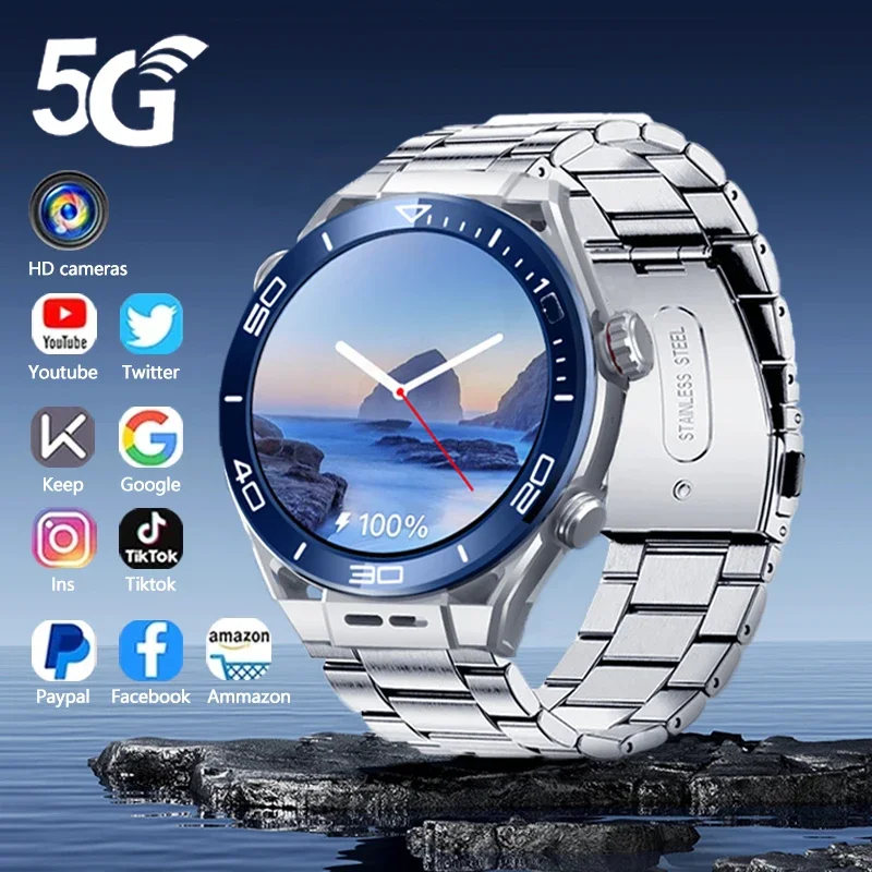 

2024 New 5G Ultimate Smartwatch Men GPS HD Camera SIM Talk 2+16G Heart Rate Health Monitoring Sports Fitness Smart Watch Realme