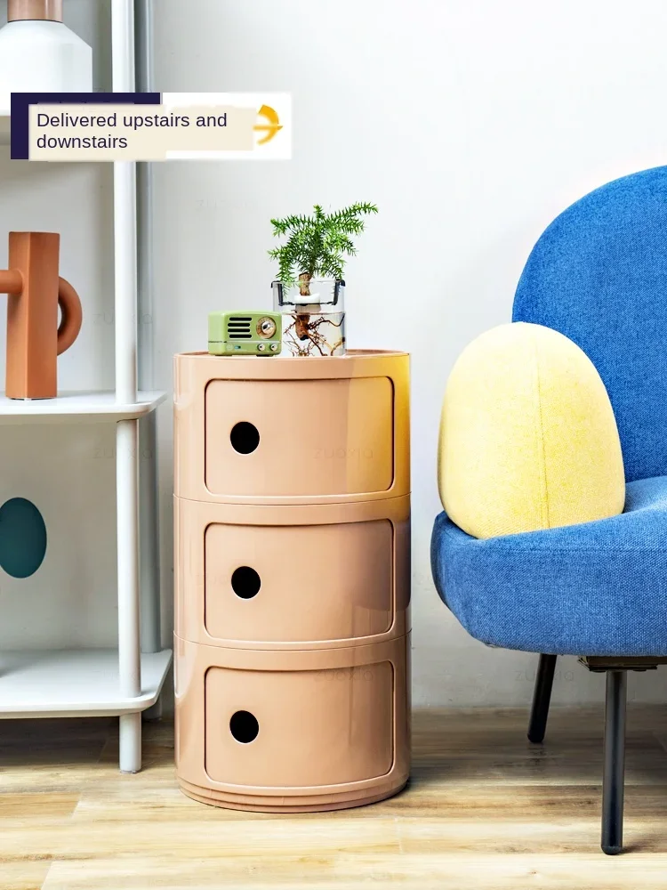 Anti-slip Nordic Round Coffee Table Sliding Door Modern Desk Large Capacity Bedroom Cabinet Stylish Design