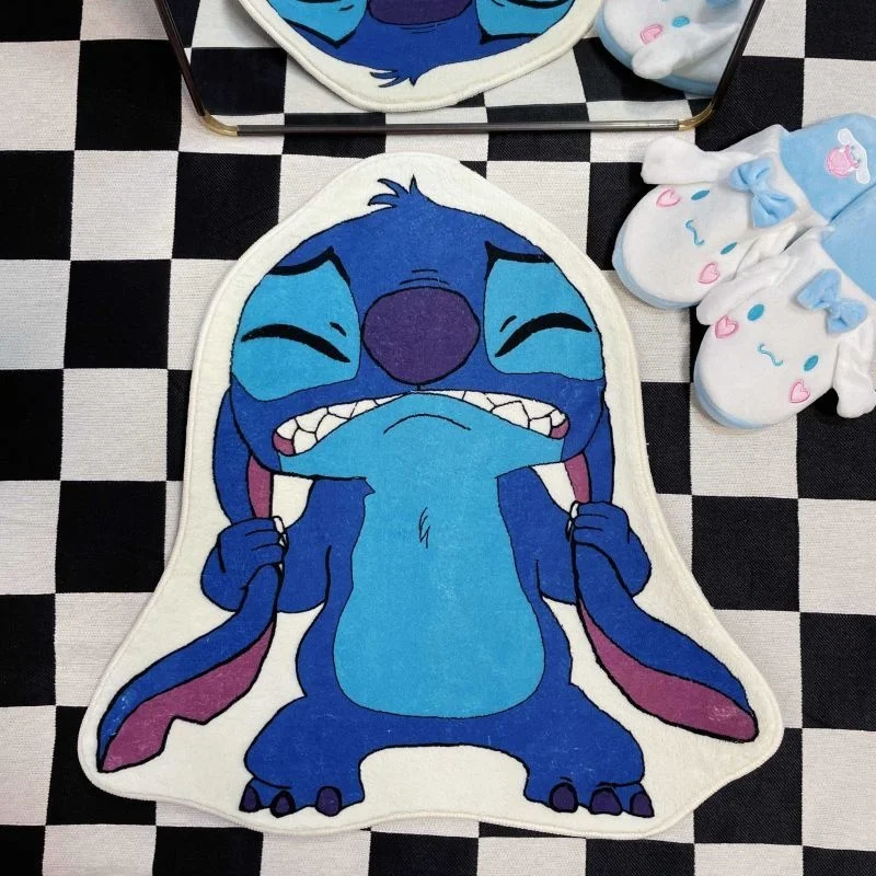 Cartoon Disney Stitch Carpet Creative Irregular Plush Lounge Rug