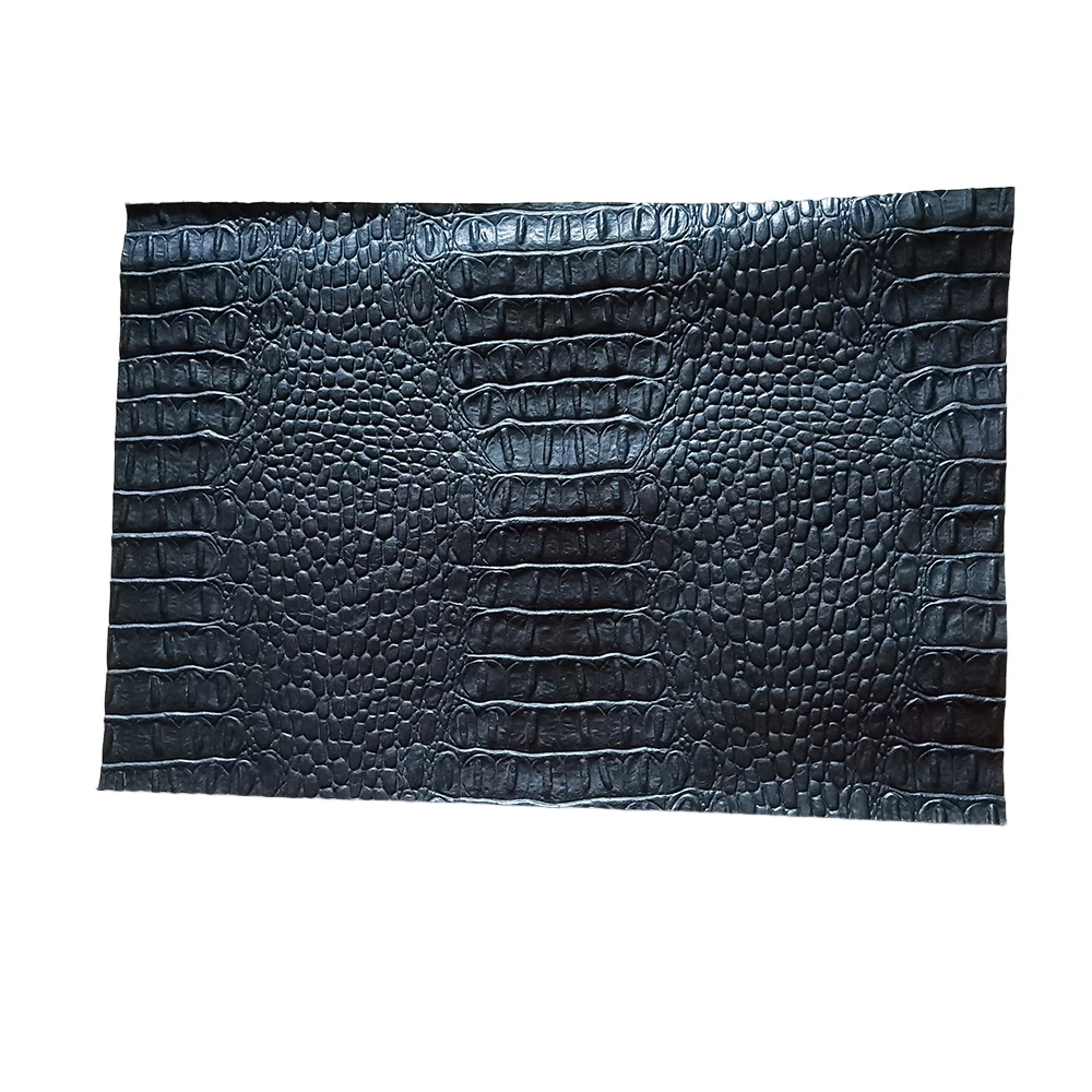 Description Picture 2 of itemBlack Crocodile Bone Patterned Cowhide, Handmade DIY Genuine Leather,Can Be Used as A Watch Strap, Belt, Backpack Material 1.3mm