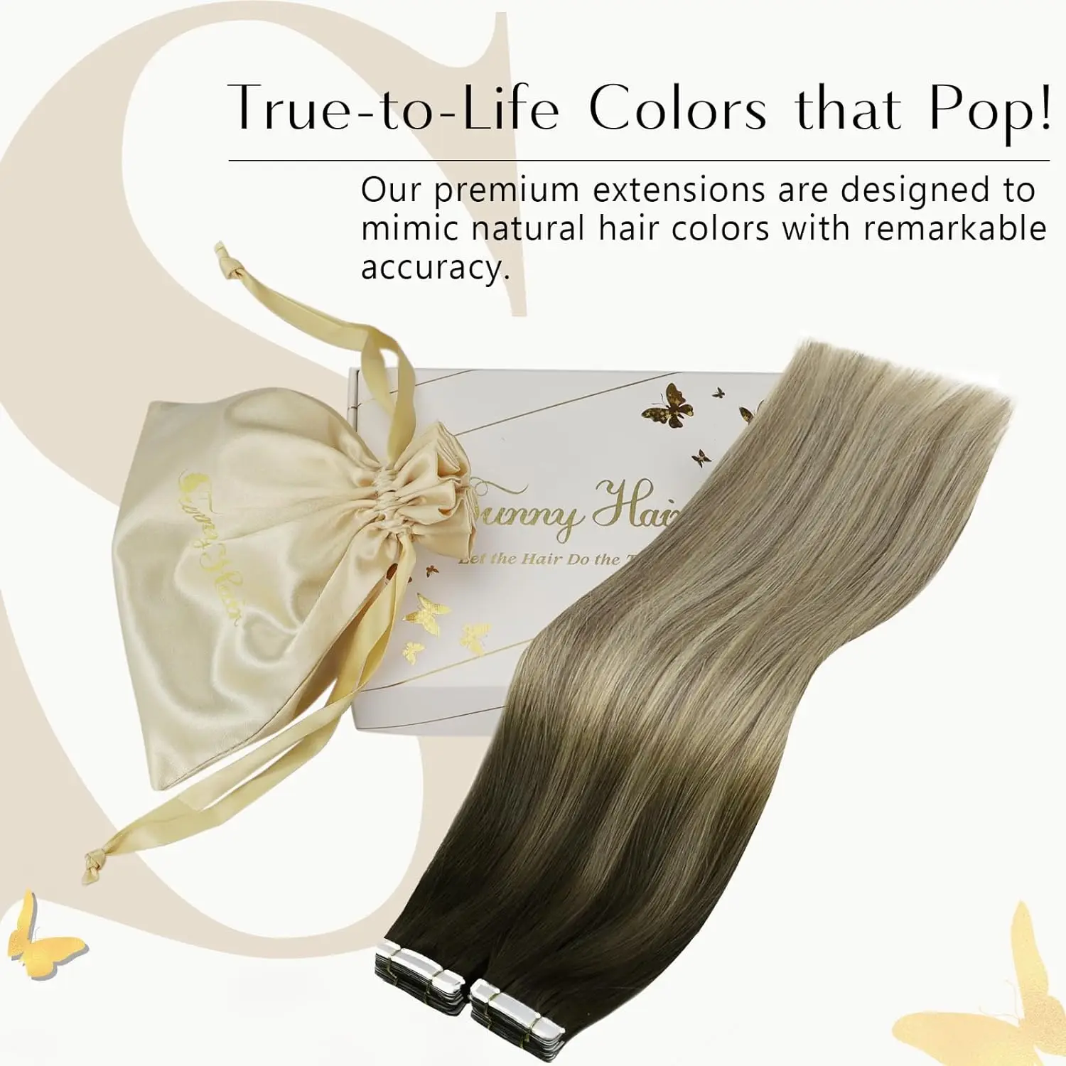 [NEW]VeSunny Tape In Hair Extensions Human Hair Real Natural Hair Balayage Color #4-14-60 Skin Weft Straight Seamless Hair 2