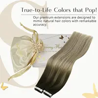 [NEW]VeSunny Tape In Hair Extensions Human Hair Real Natural Hair Balayage Color #4-14-60 Skin Weft Straight Seamless Hair 2