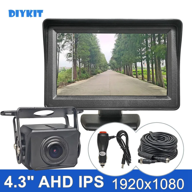 DIYKIT 1920x1080P 4.3 인치 AHD IPS 백업 자동차 모니터 AHD..