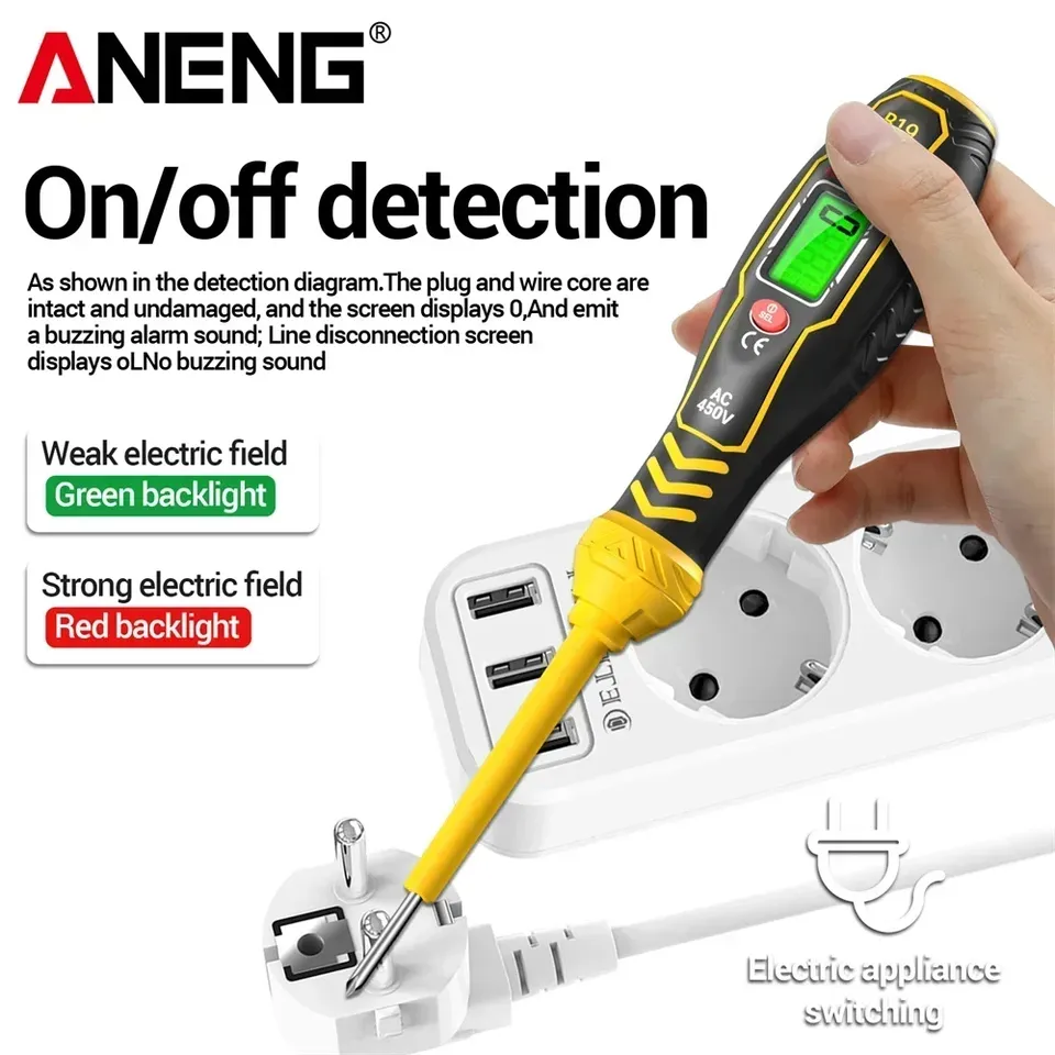 ANENG B19 Tester Pen 30-1000V Voltage Detector Meter Voltmeter  Buzzer Alarm Non-Contact Test Diagnostic Breakpoint Finder Tools