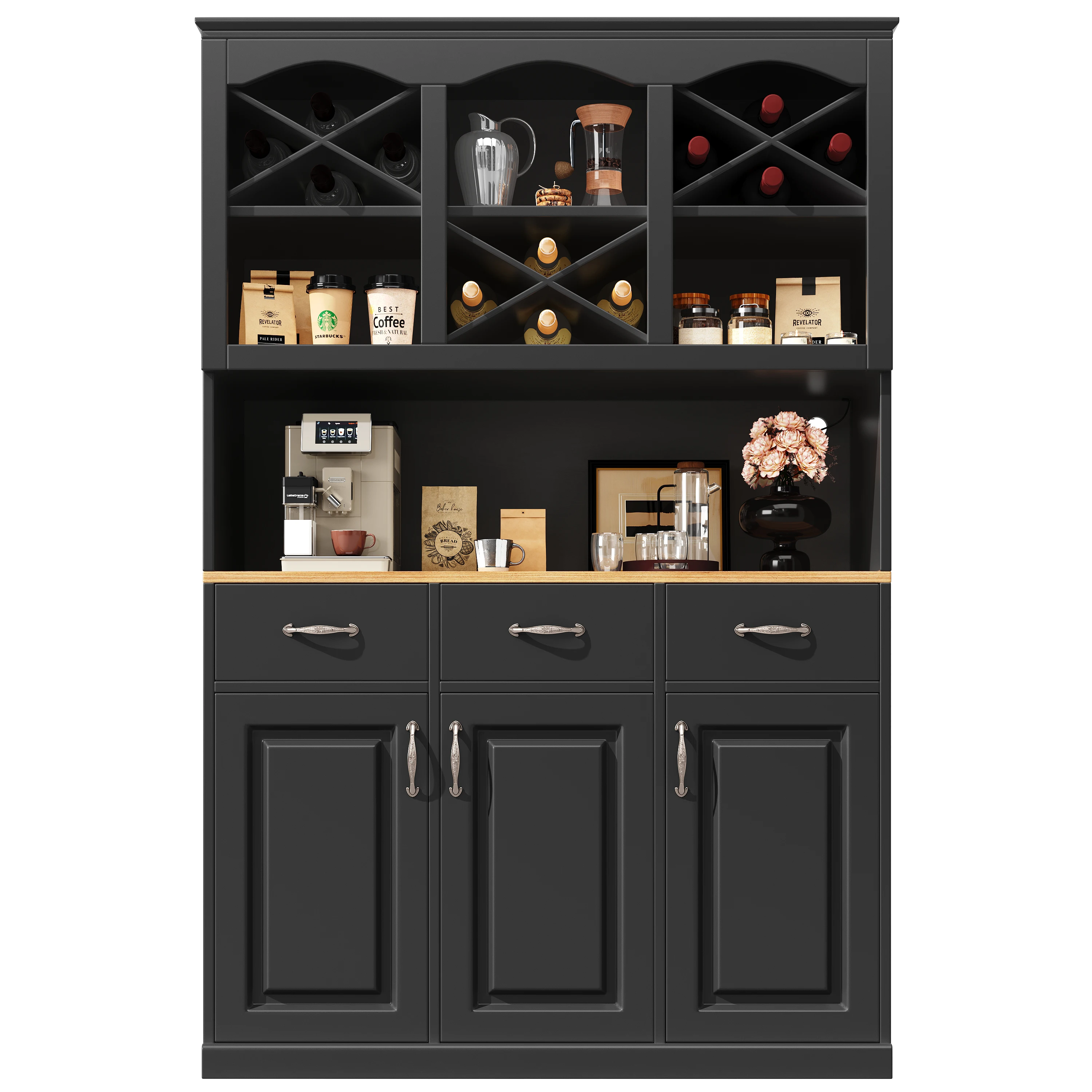 Küchenschrank (120 × 40 × 180 cm), hohes Küchenbuffet, Mehrzweckbuffet, Snackschrank, Aufbewahrungsmöbel mit drei Türen – Detail 10