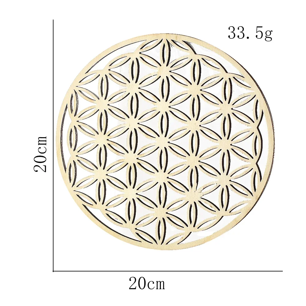 20cm Wooden Flower of Life Wall Sign Hanging Decor Chakra Crystal Grid Board Sacred Geometry Yoga Meditation Home Decor placemat