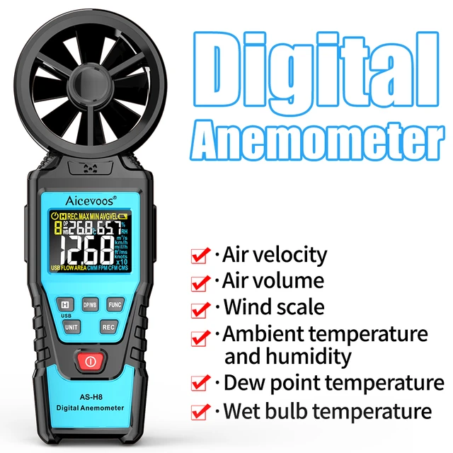 Anémomètre CFM, testeur de débit d'air CVC, testeur de débit d'air