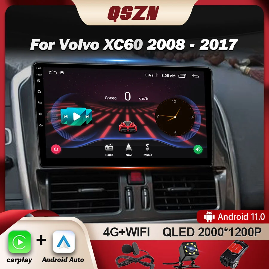 

QSZN Android 13 Car Radio 8+128G For Volvo XC60 1 2008-2017 Stereo Multimedia Video Player GPS Navigation BT Carplay No 2din DVD